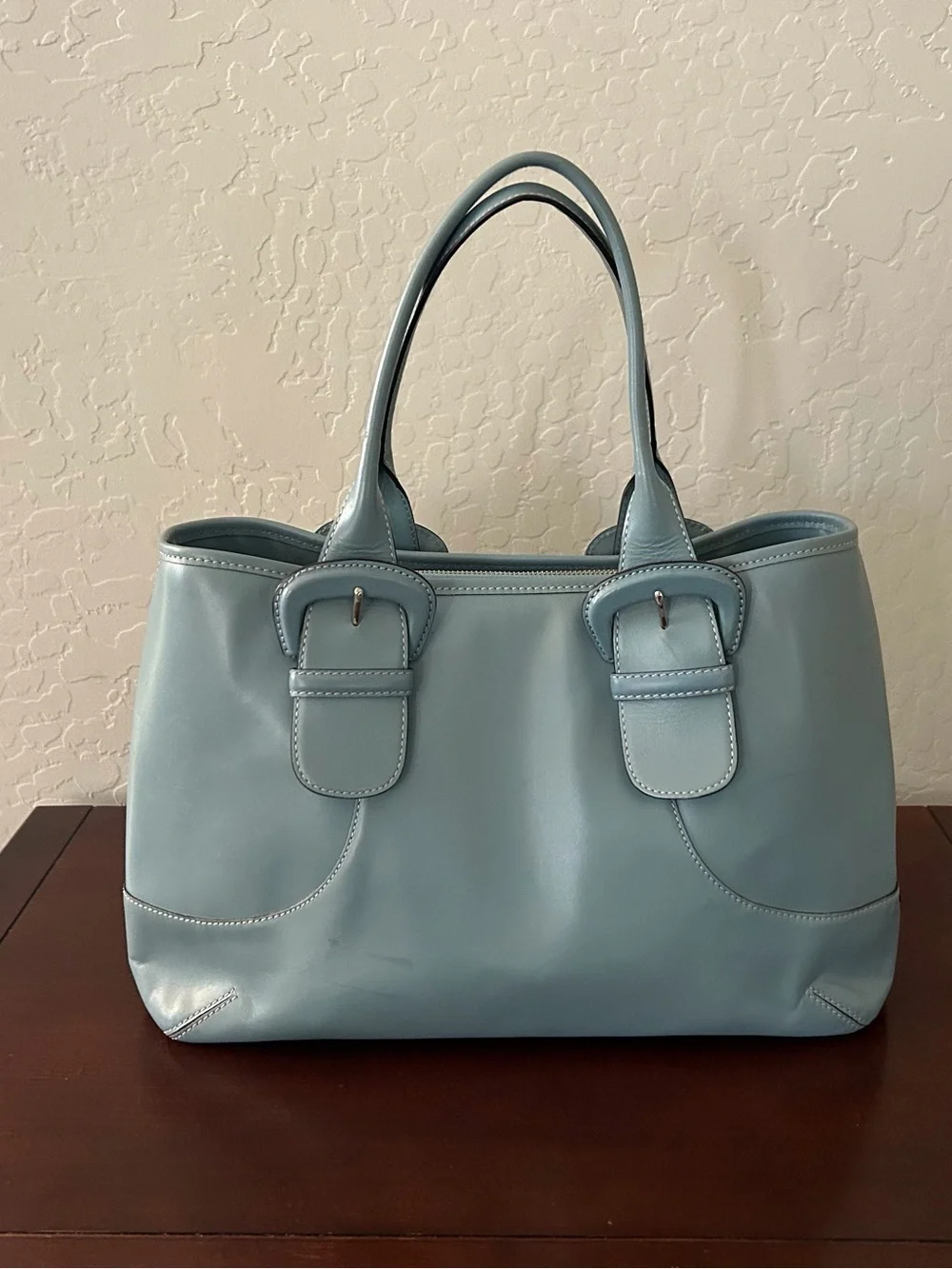 Vintage 90s Cole Han top handle bag Ice Blue